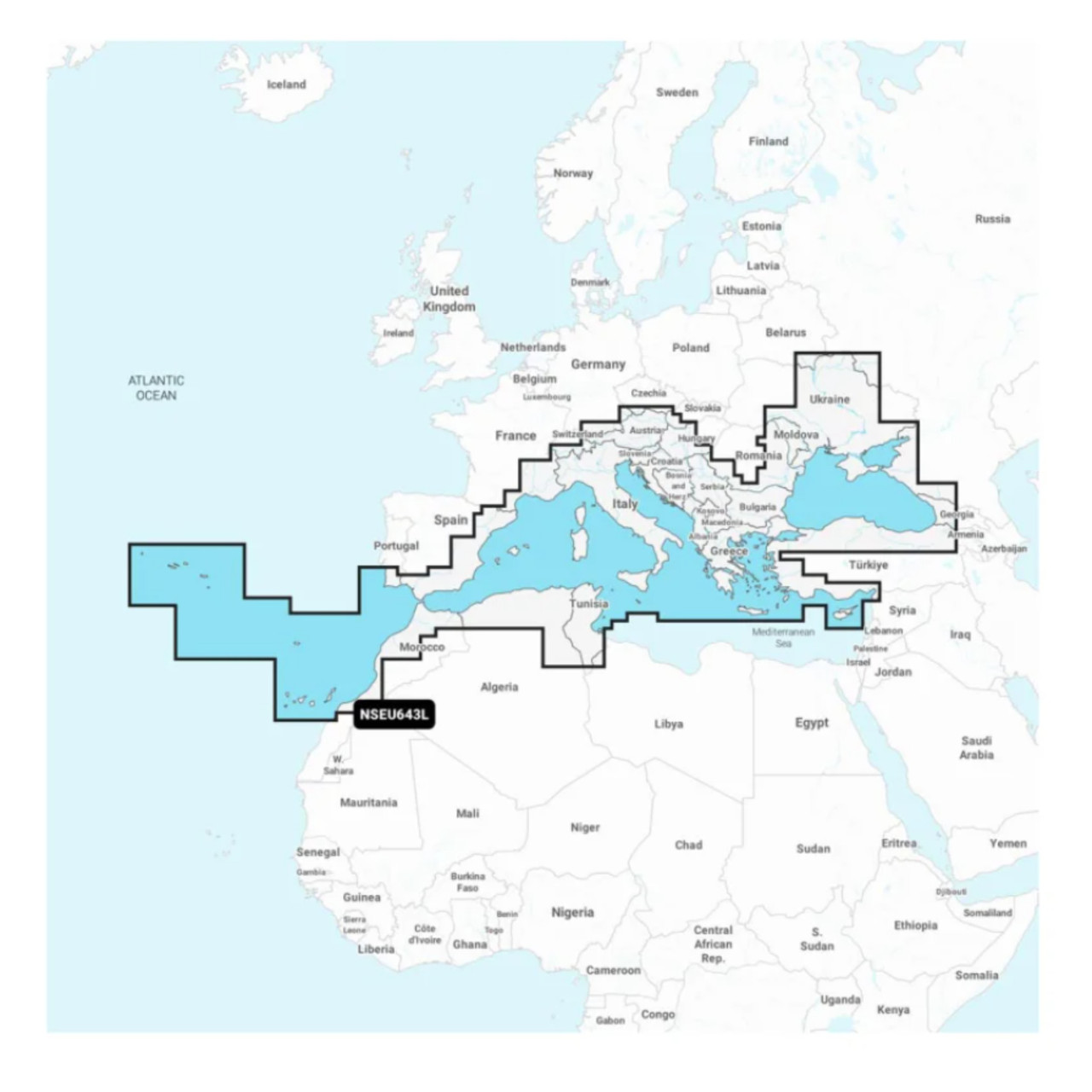 Garmin New OEM Mediterranean & Black Sea - Marine Charts Garmin Navionics+™ | NSEU643L | microSD™/SD™ and One-year Subscription, 010-C1272-20