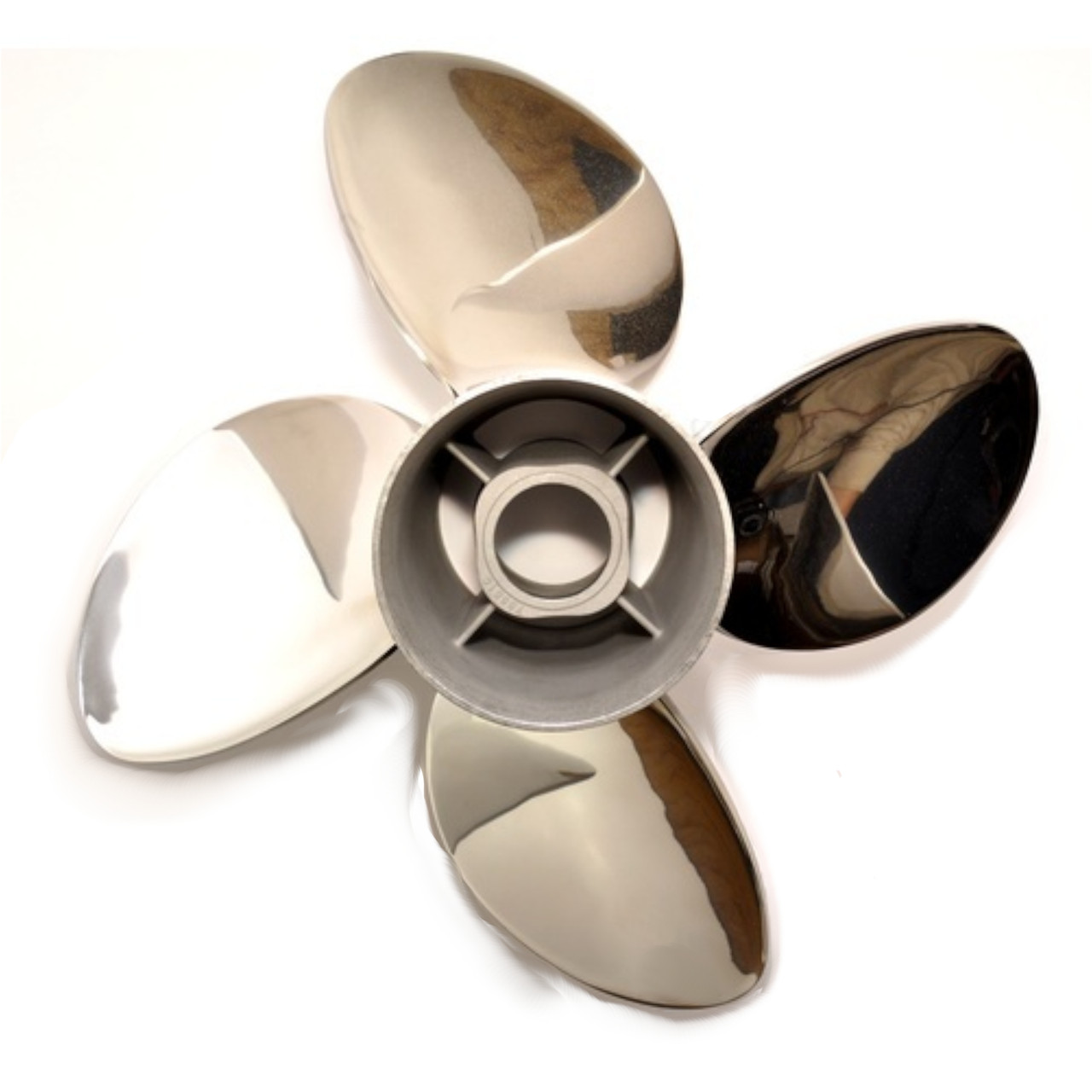 Johnson Evinrude OMC OEM Cyclone Stainless Steel 4 Blade Propeller 14.25 x 17P, 0763938