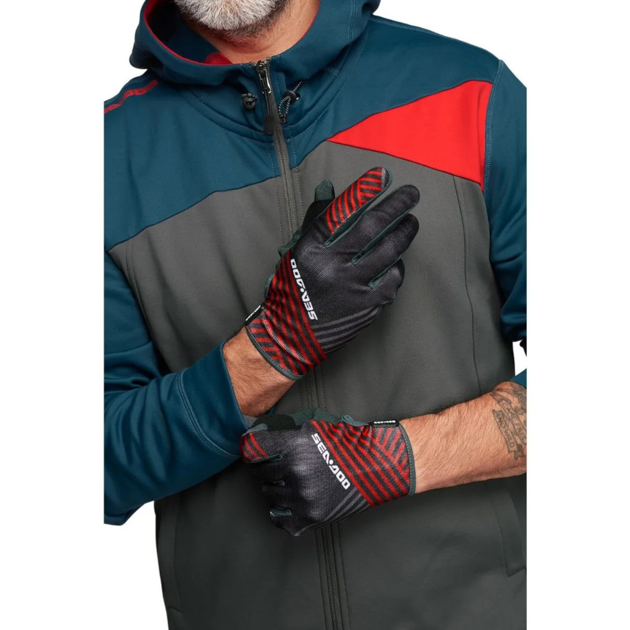 Sea-Doo New OEM, Branded Durable Spandex Attitude Full-Finger Gloves, 2867901430