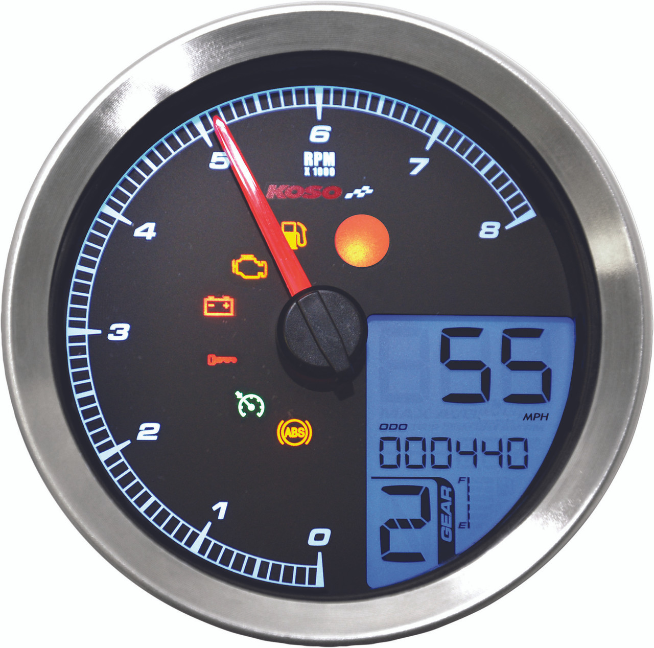 Koso New LCD Color Change Speedo and Tachometer, 27-5797S