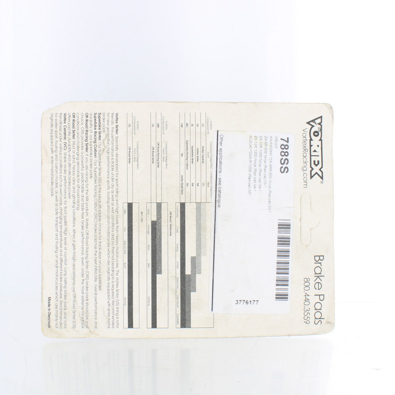 Vortex Racing New Front Brake Pads 788SS, 1721-2192