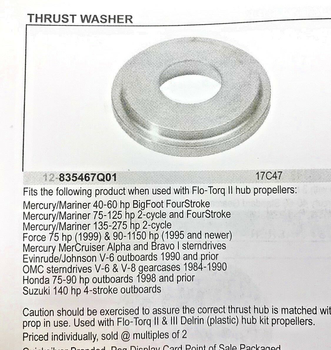 Mercury Marine/Mercruiser  New OEM THRUST WASHER 12-835467Q01