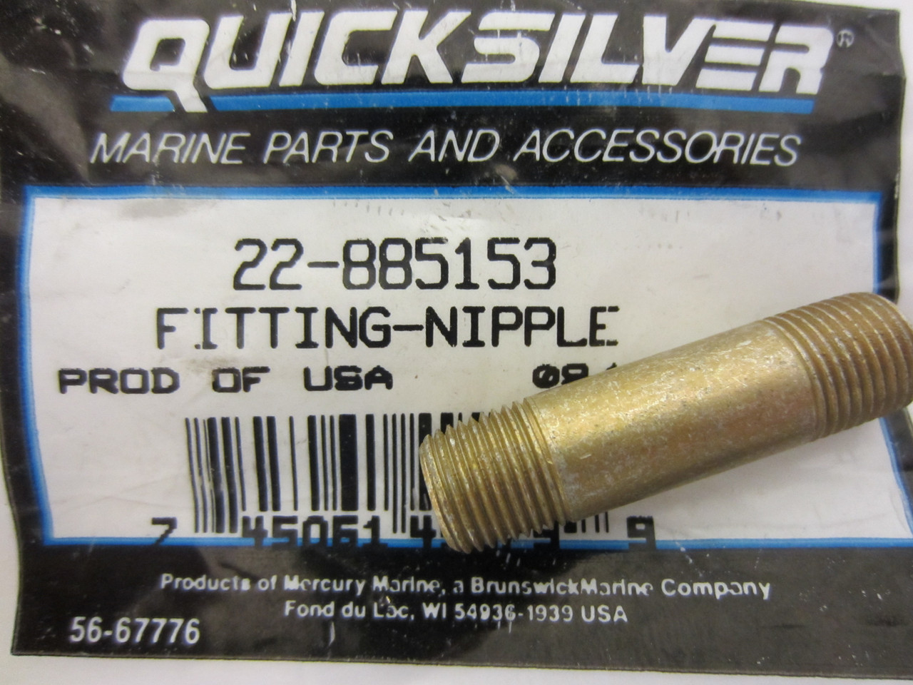 Mercruiser New OEM Oil Pressure Sender Nipple Fitting 22-885153, 22-42554, 73676