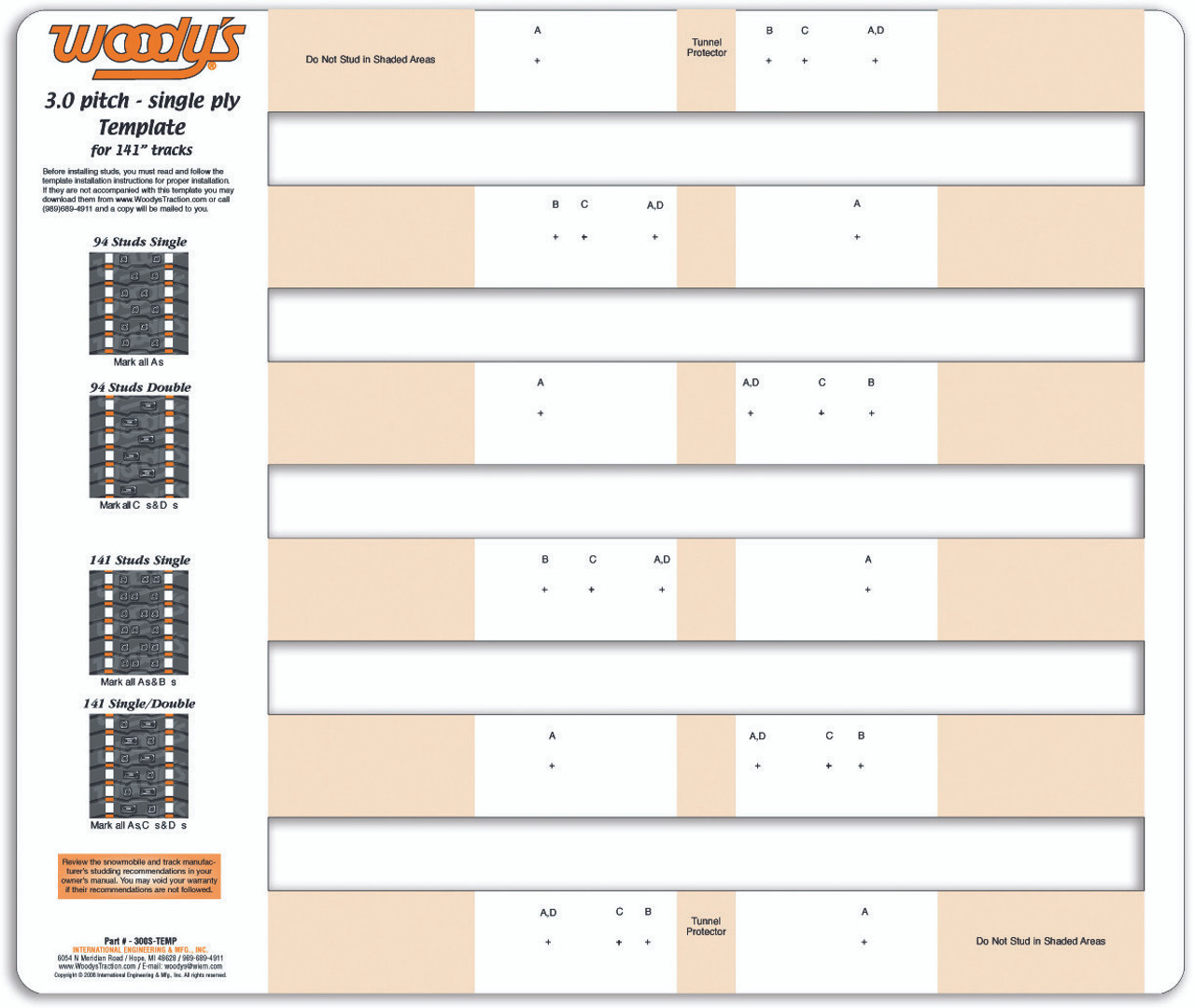 Woodys New 300S Studding Template, 18-3957