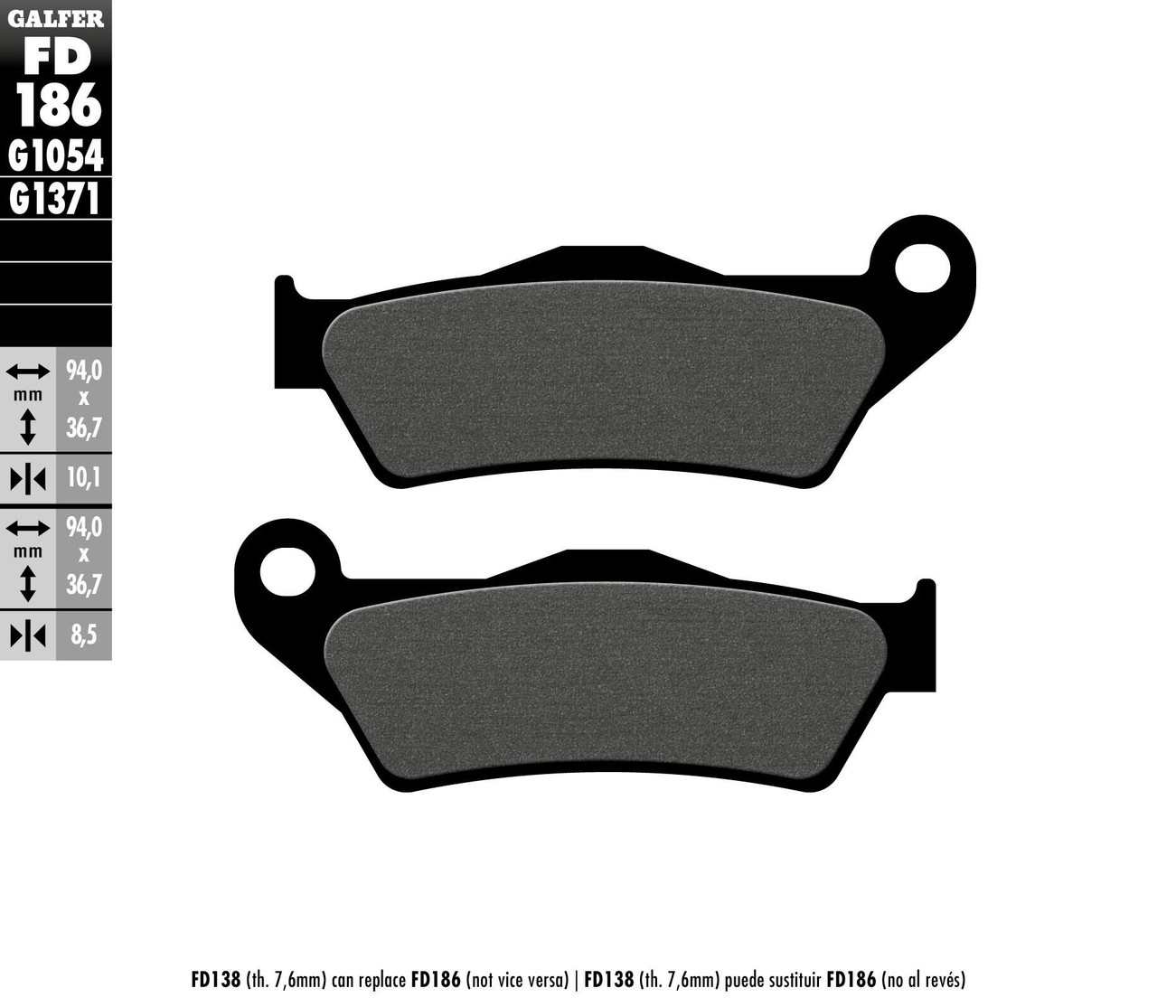 GALFER Semi-Metallic Brake Pads, 17-186S GALFER Semi-Metallic Brake Pads, 17-186S