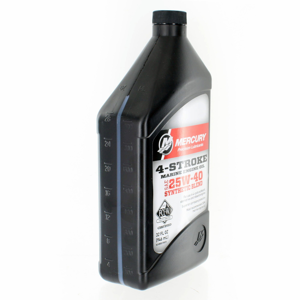 Mercury Marine New OEM 4-Stroke 25W-40 Synthetic Blend Engine Oil, 92-8M0078629