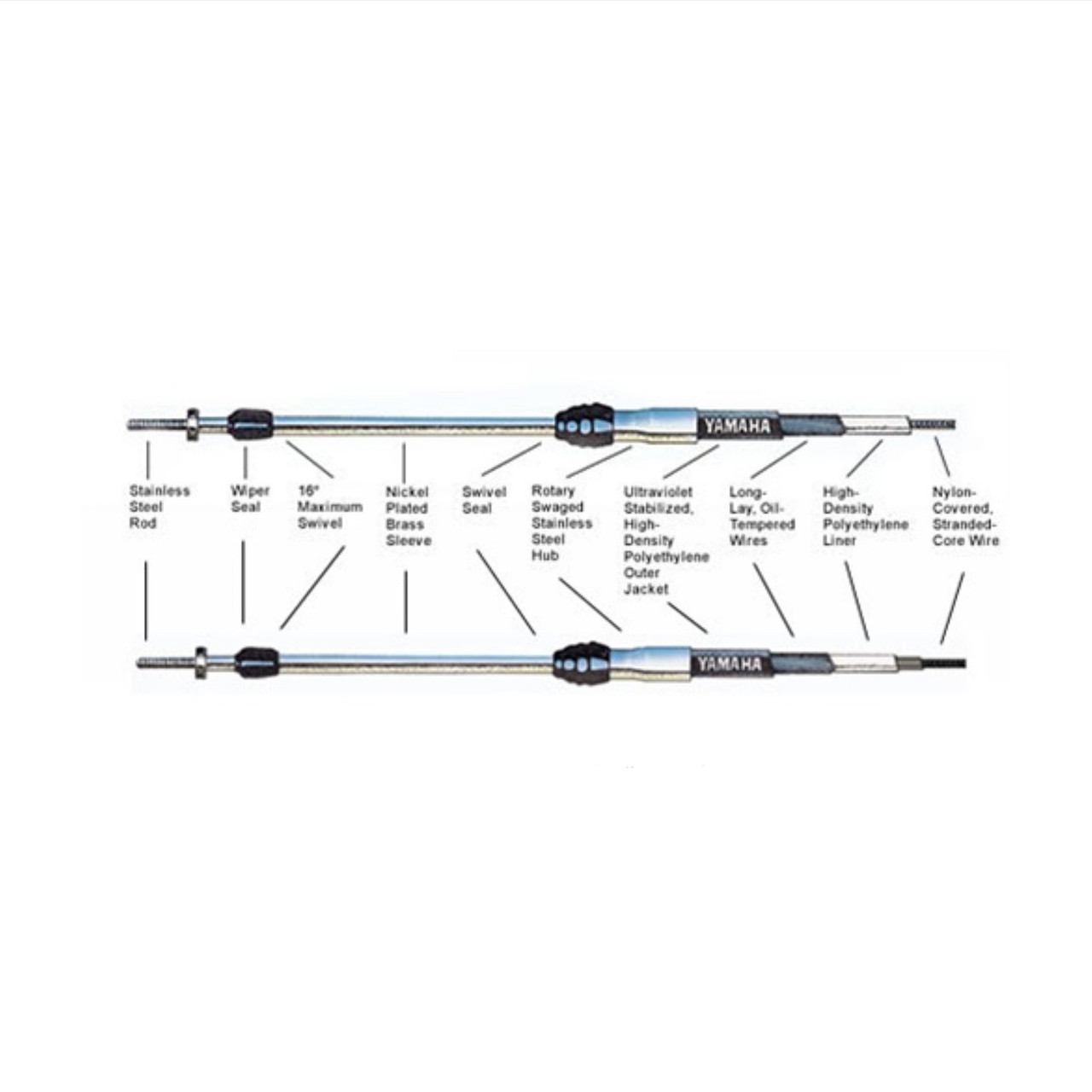 Yamaha New OEM 15' Throttle Shift Remote Control Cable MAR-CABLE-15-SC 15FT Yamaha New OEM 15' Throttle Shift Remote Control Cable MAR-CABLE-15-SC 15FT