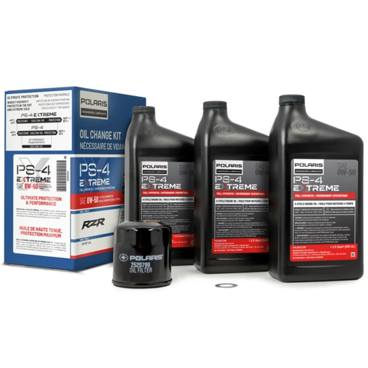 Polaris New OEM 0W-50 Full Synthetic Oil Change Kit, 2890058