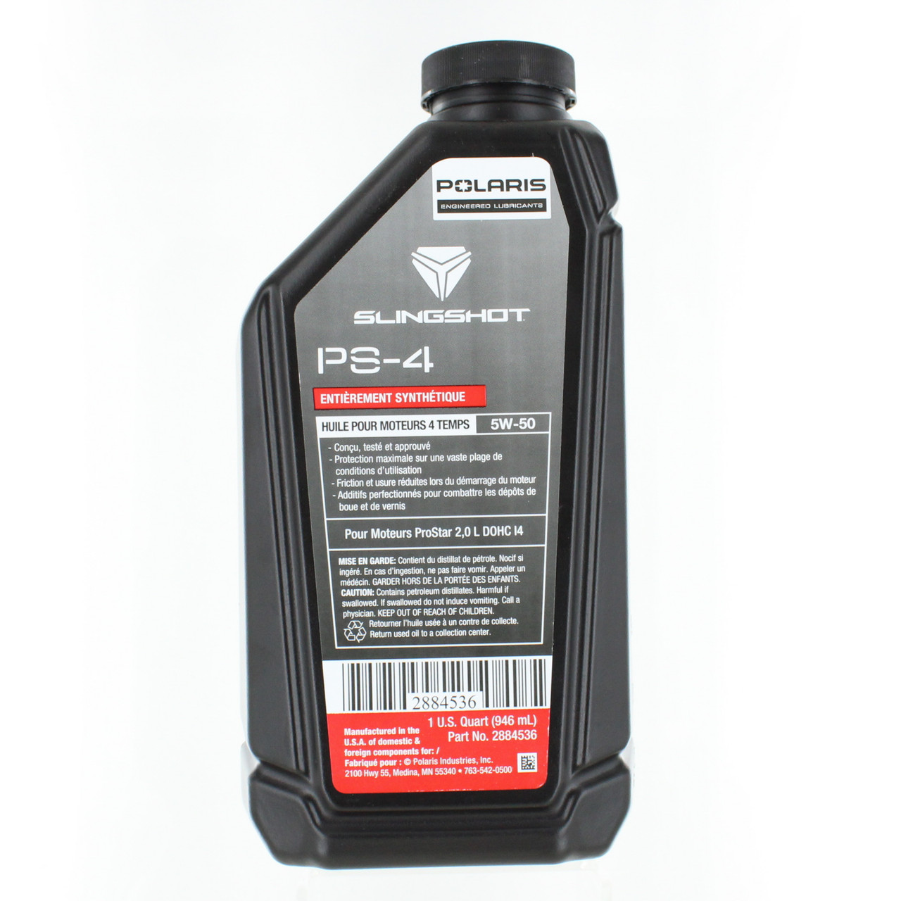 Polaris New OEM Slingshot 5W-50 PS-4 Full-Synthetic Oil 1 Quart, 2884536