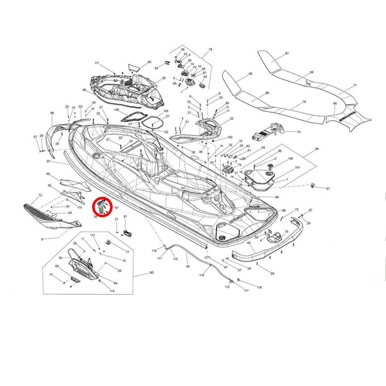 Sea-Doo New OEM Mounting Case Absorber, 269002162