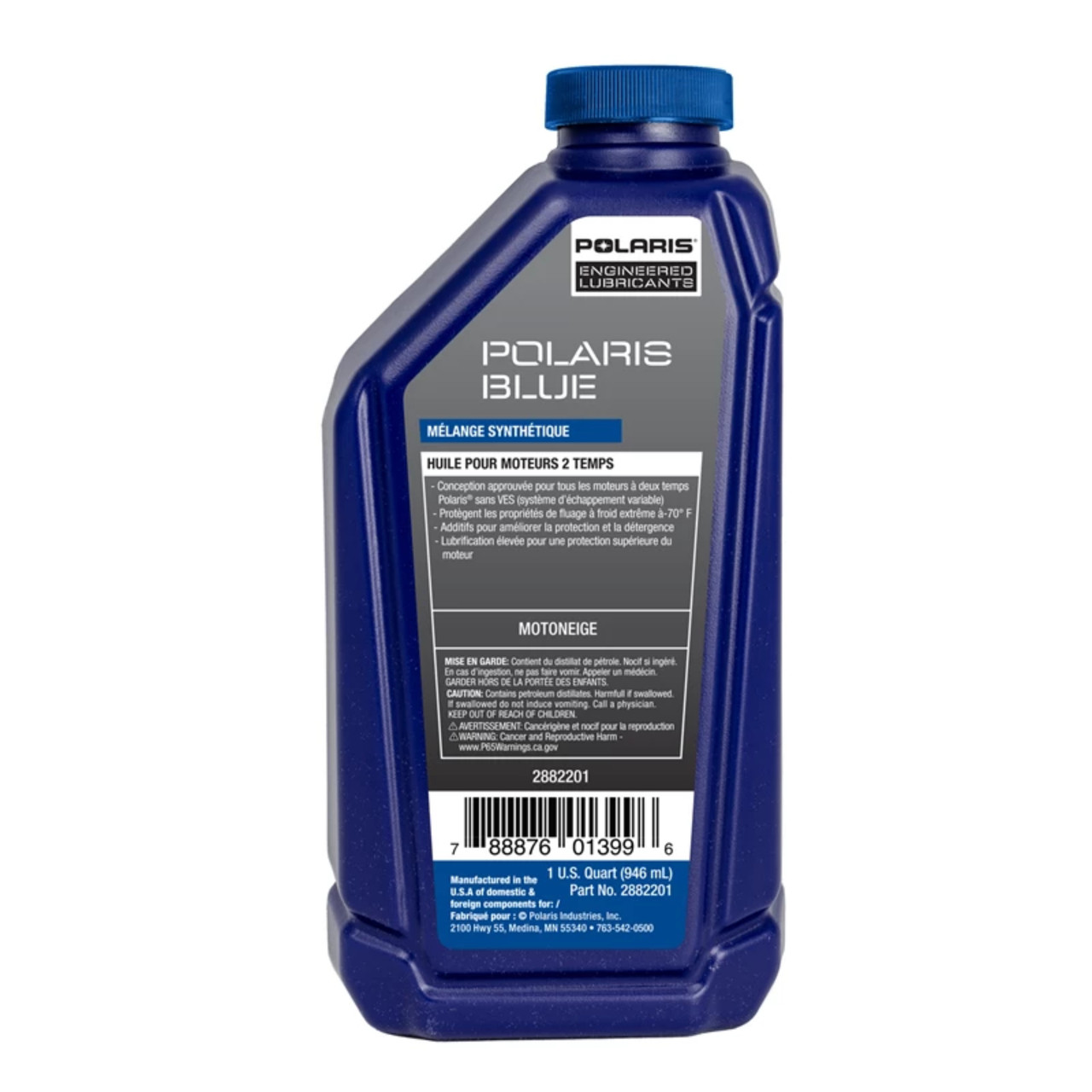 Polaris Snowmobile New OEM Blue Synthetic Blend 2-Cycle Oil, 2-Stroke, 2882201