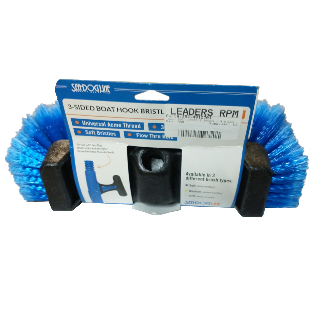 SeaDog Line, Super Soft 3-Sided Boat Hook Bristle Brush, 354-4910701