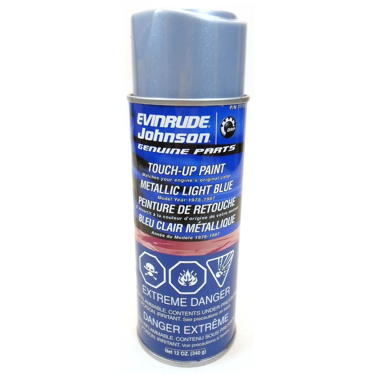 Johnson Evinrude OMC OEM Touch-Up Spray Paint 12oz Metallic Light Blue, 0777176