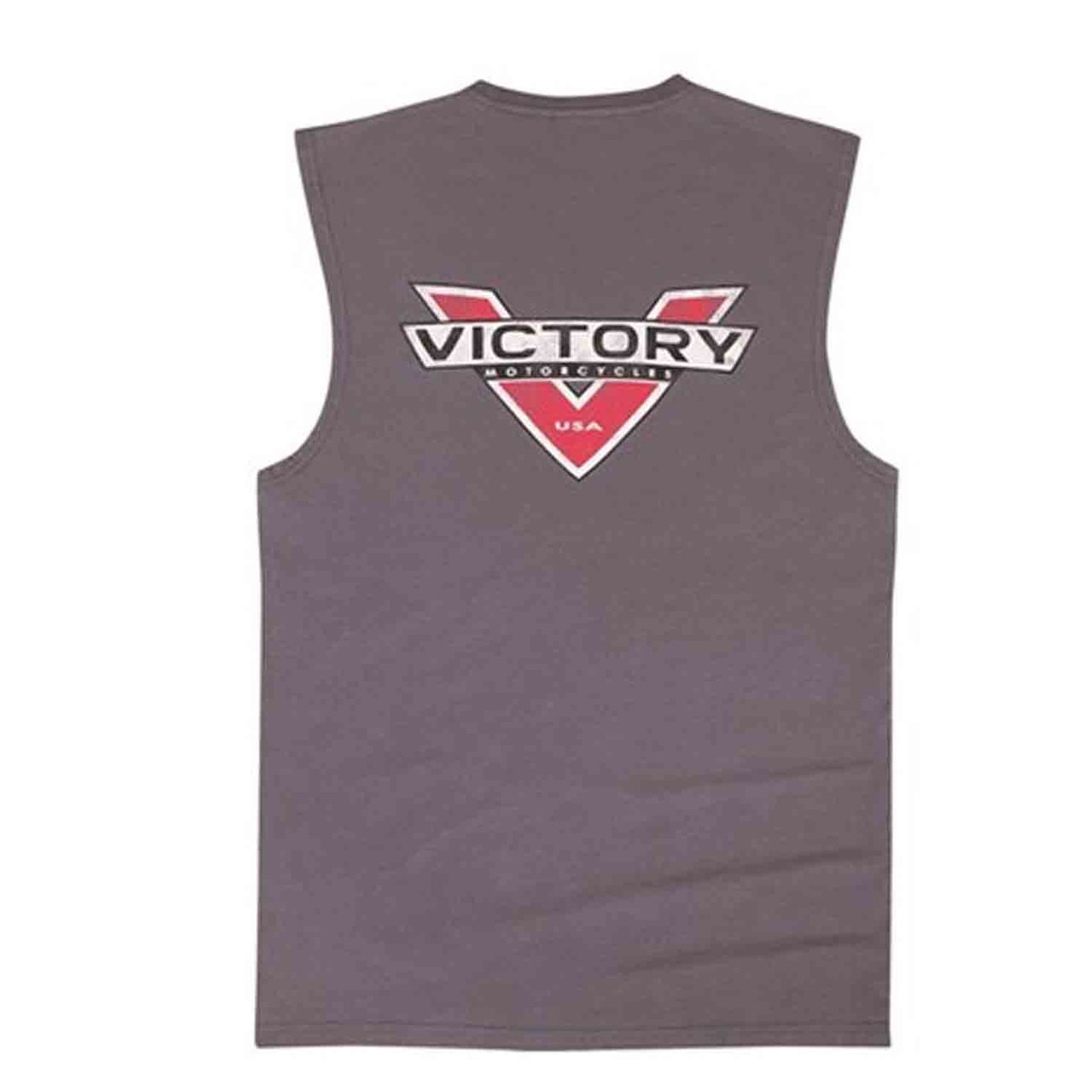 Victory Motorcycle New OEM Men's Grey Logo Sleeveless Shirt, Medium, 286629703