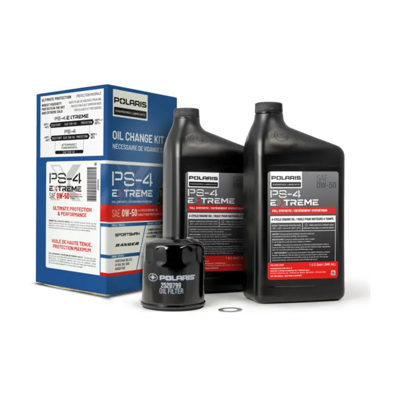 Polaris OEM Full Synthetic Oil Change Kit PS-4 Extreme 0W-50, 2890055