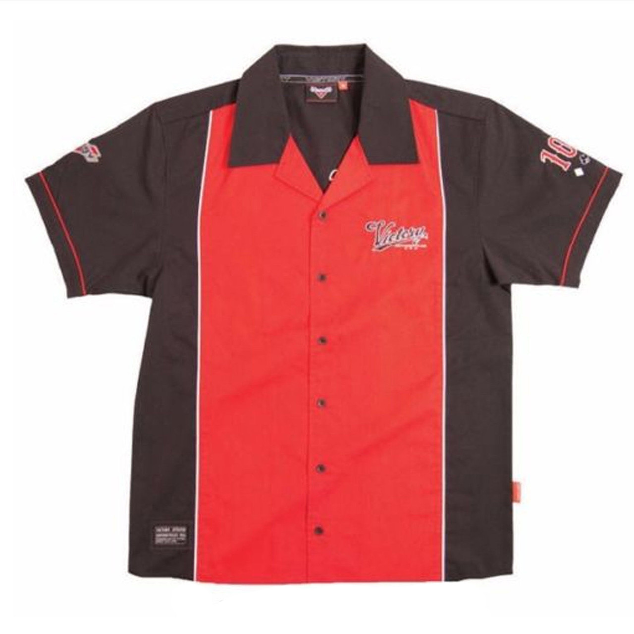 Victory Motorcycle New Men's Black & Red FC Button Shirt, Medium, 286364503