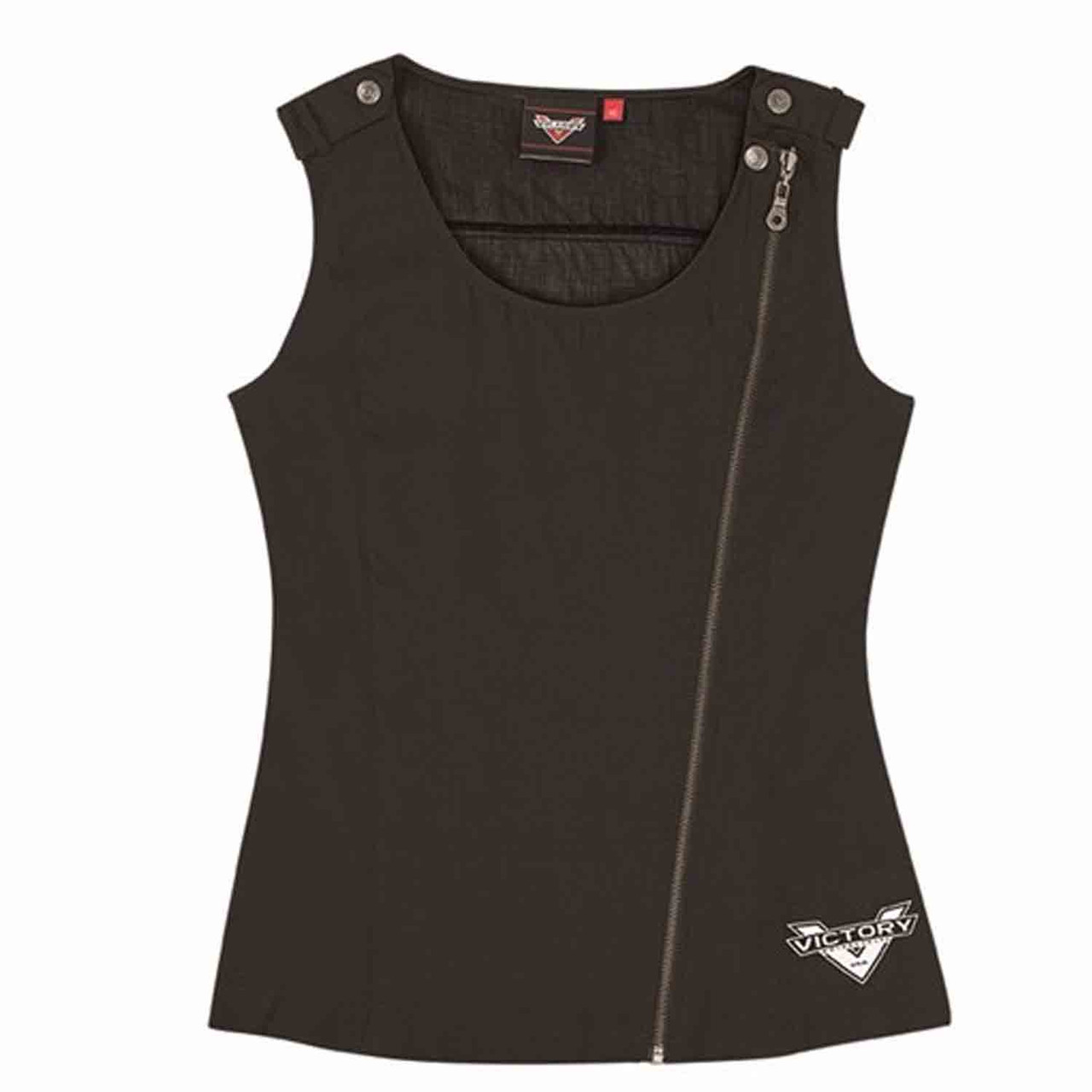 Victory Motorcycle New OEM Women's Black Sless Asymetric Top Shirt, SM, 28679950