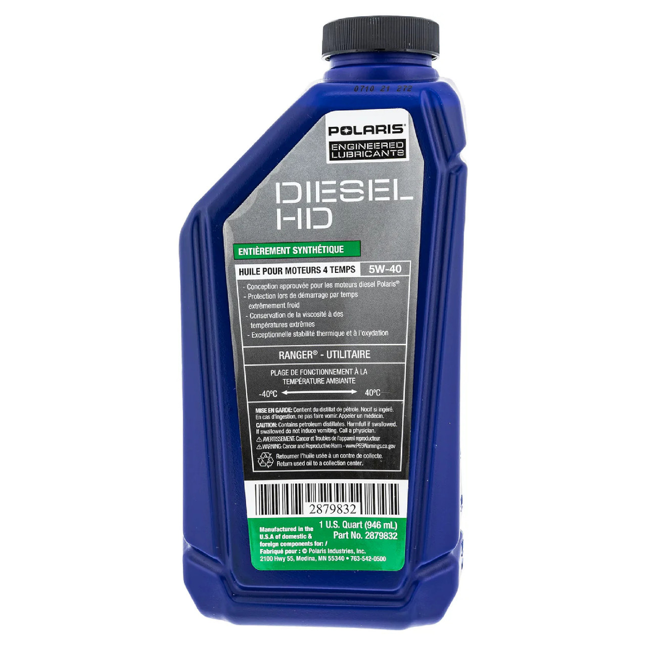 Polaris OEM 1QT 5W40 All Season Diesel Engine Oil Synthetic 4-Cycle, 2879832