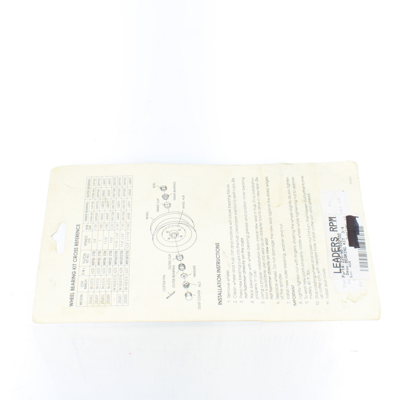 Fulton New Bearing Kit 3/4", 220-WB7500700