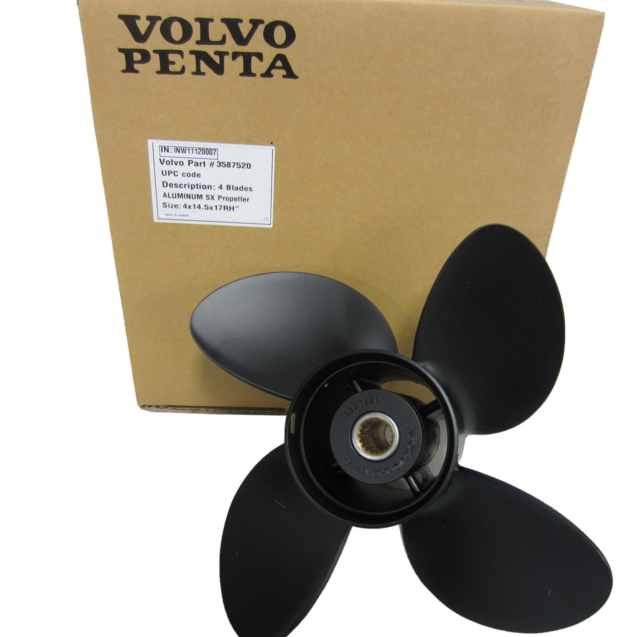 Volvo Penta New OEM Aluminum 4-Blade RH Propeller, 14.5x17P, 3587520