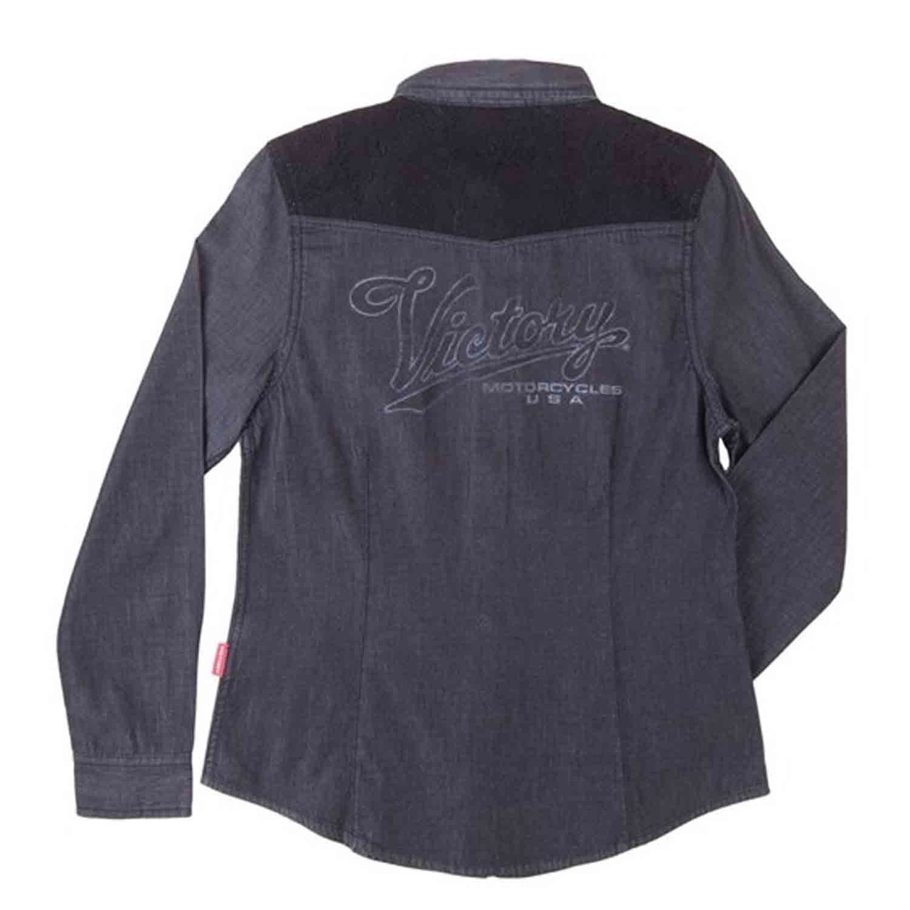 Victory Motorcycle New OEM Women's Black Chambray Shirt, X-Large, 286439709