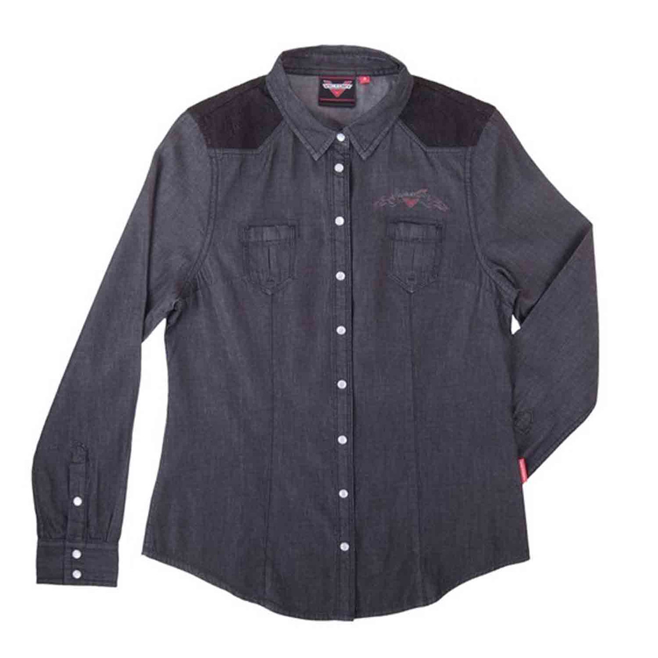 Victory Motorcycle New OEM Women's Black Chambray Shirt, Large, 286439706