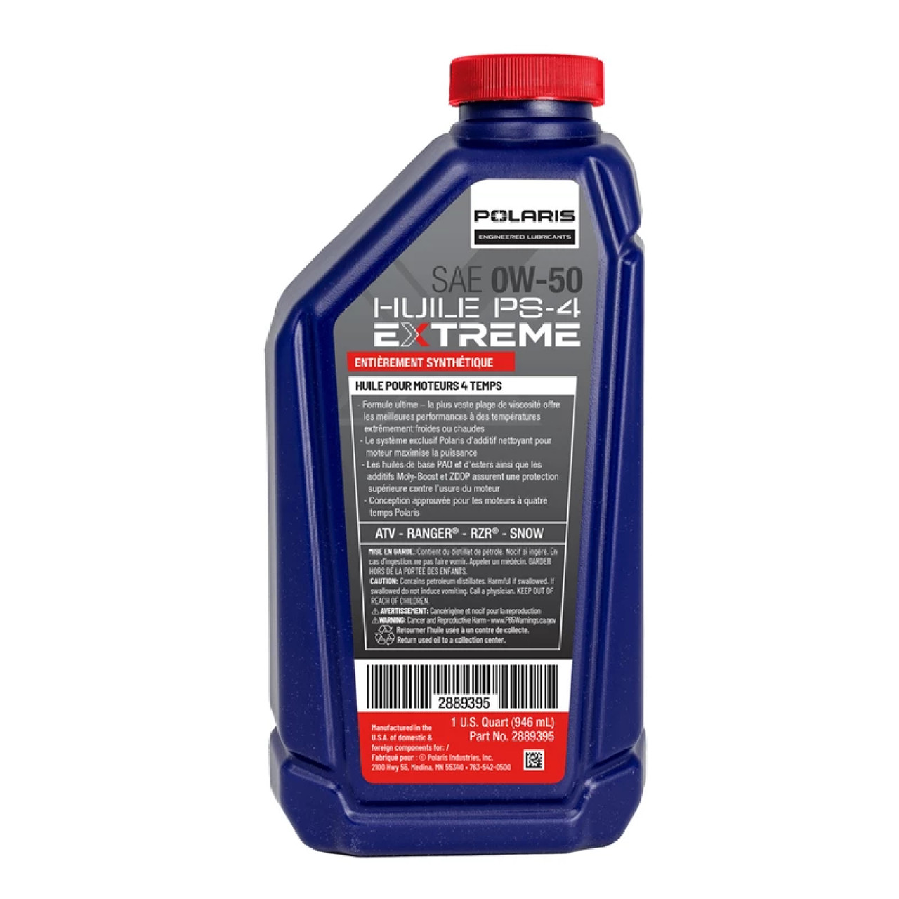 Polaris OEM PS-4 Extreme Full Synthetic 0W-50 Engine Oil 1 Quart, 2889395