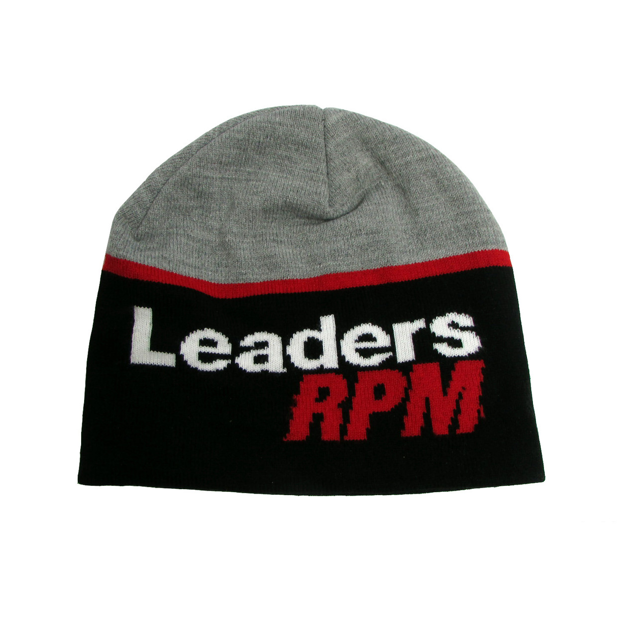 Leaders Rpm Elite Knit Beanie, Logo, Black with Grey, LRPM-0008