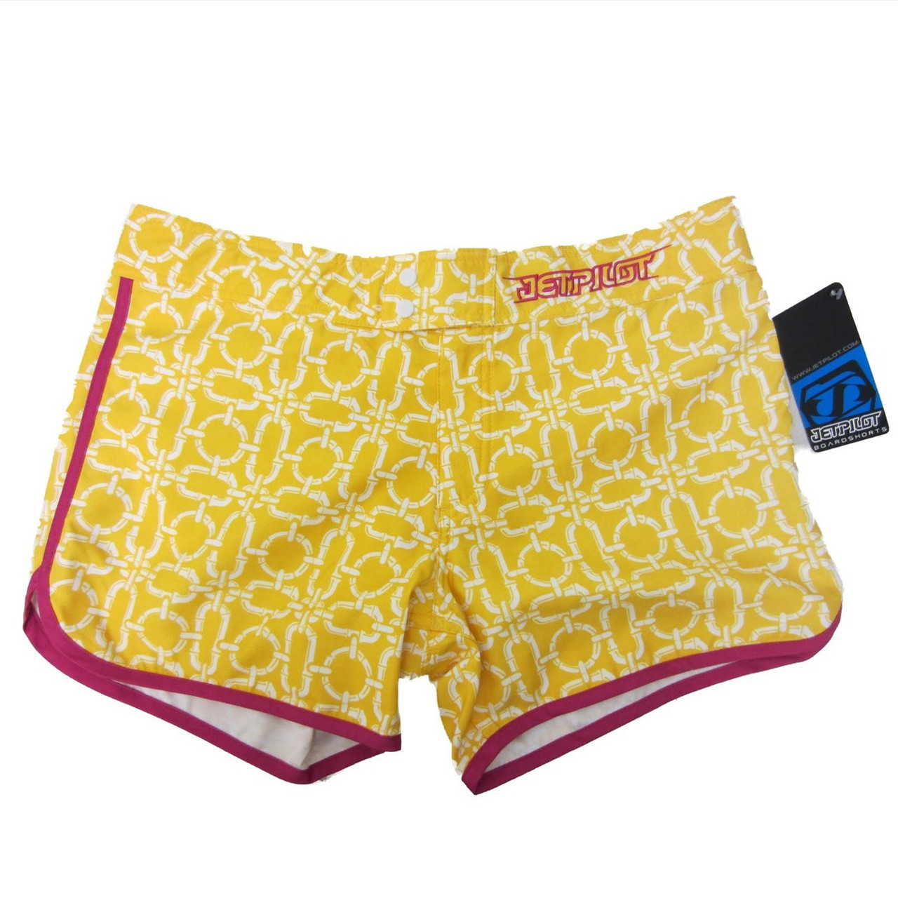 JetPilot New Women's Sizzle Shorts Yellow/Pink Ladies Watercraft Size 5