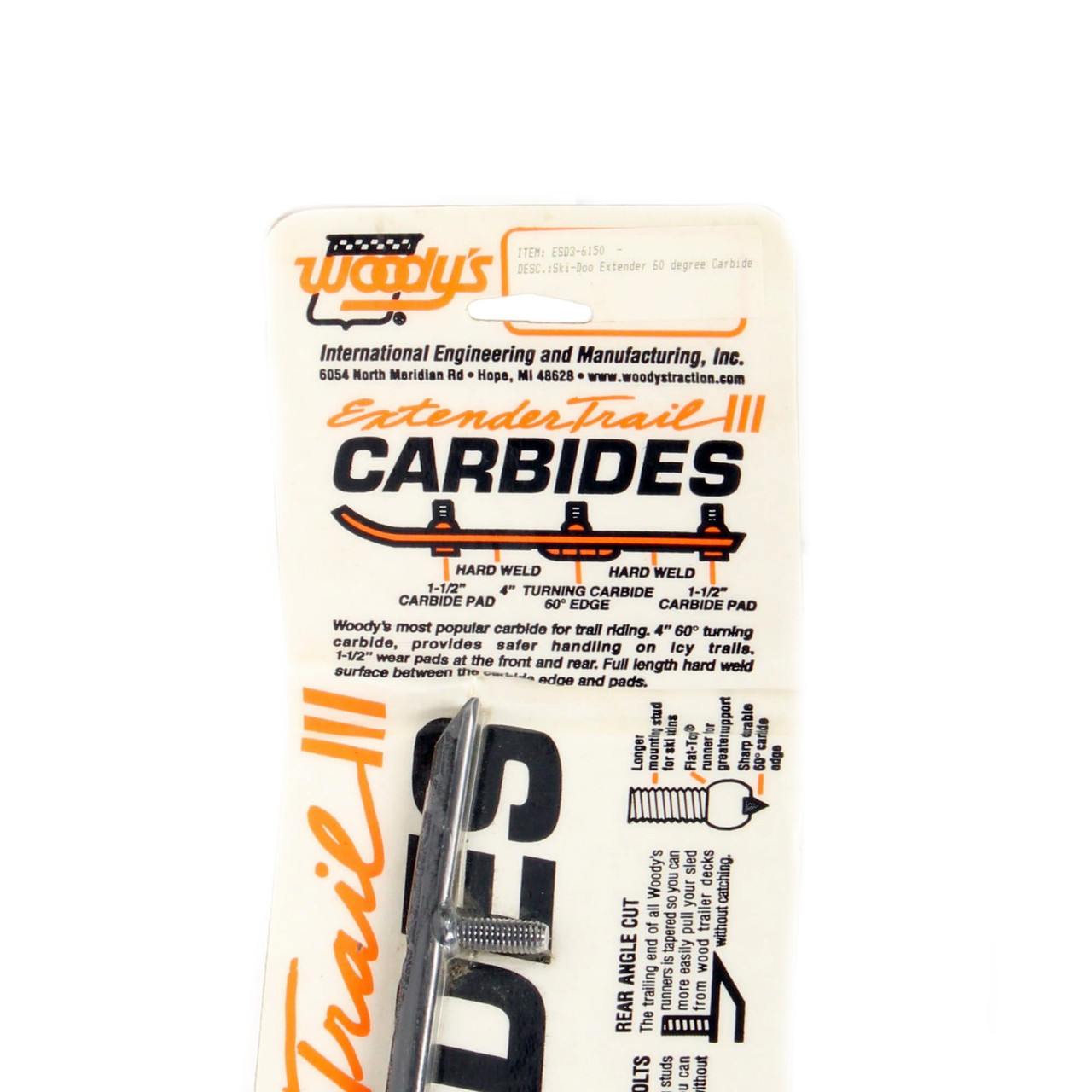 Woodys 4 in. Carbide Extender Trail III Flat-Top Wear Rods for Ski-Doo, W4-434