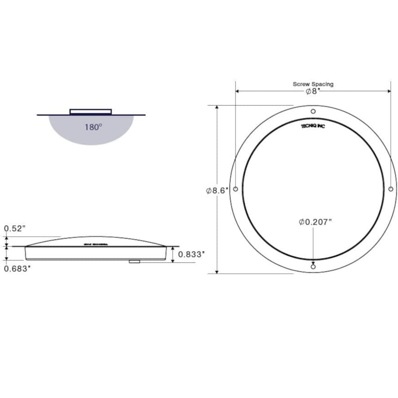 Tecniq New OEM Cool White Trim 8" EV White Interior Light 18 LED's MRI, E08-WW20-1