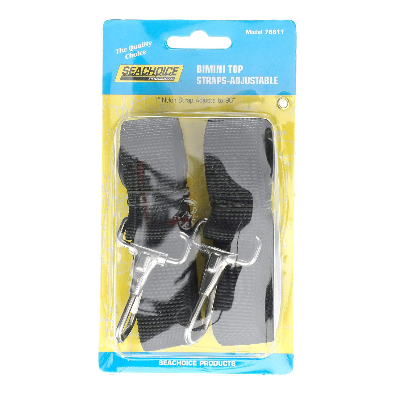 Seachoice Bimini Top Straps Adjustable 96" Black, 50-78811