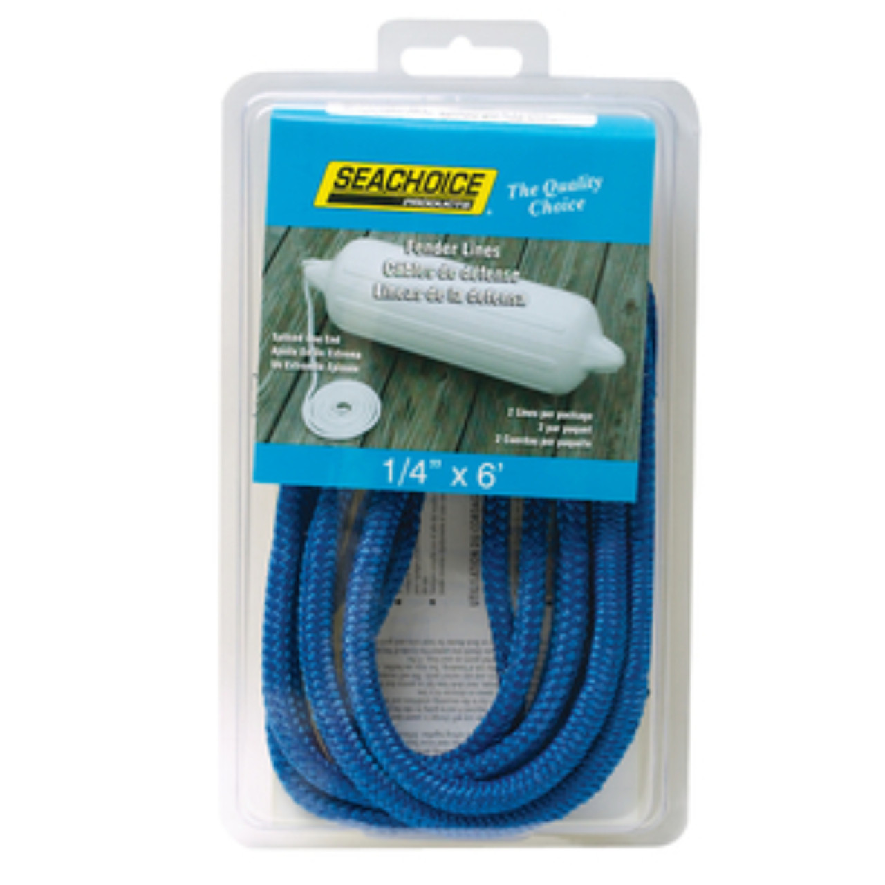 Seachoice New Blue Braid Fender Lines 1/4In.x6Ft, 50-40831