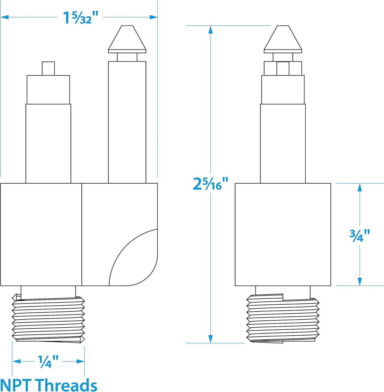 SeaChoice Mercury (1998 and Newer) Fuel Tank Connector Gas Fitting Male 1/4" NPT