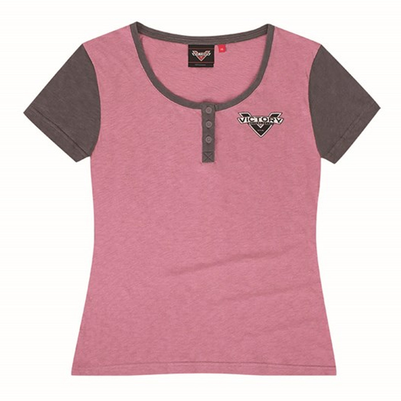 Victory Motorcycle New OEM Women's Pink Henley Tee Shirt, Small, 286799002