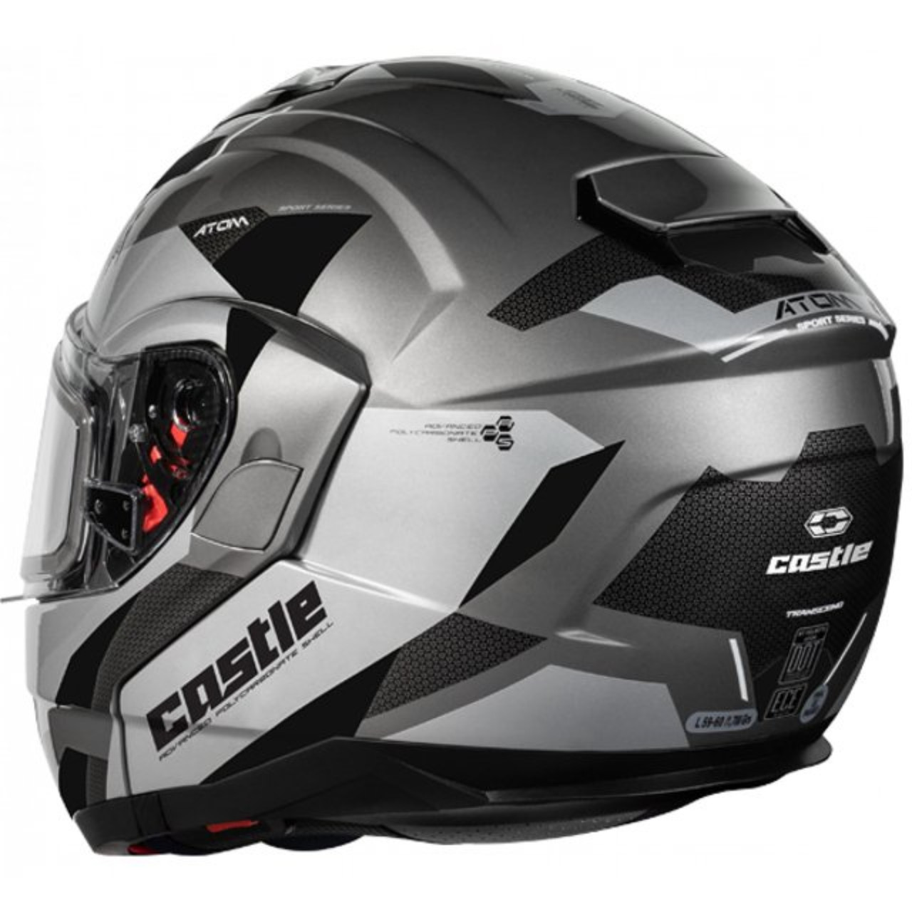 Castle X New Medium Atom SV Transcend Modular Helmet w/Electric Shield Matte Silver, 36-23474