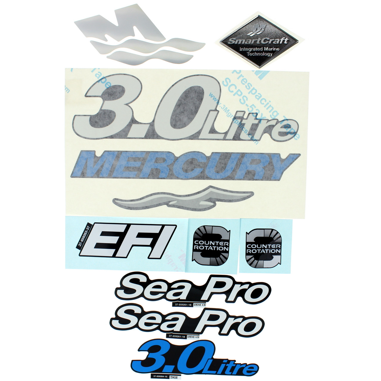Mercury Marine New OEM Quicksilver 3.0 Litre Seapro Decal Set, 37-8M0065132