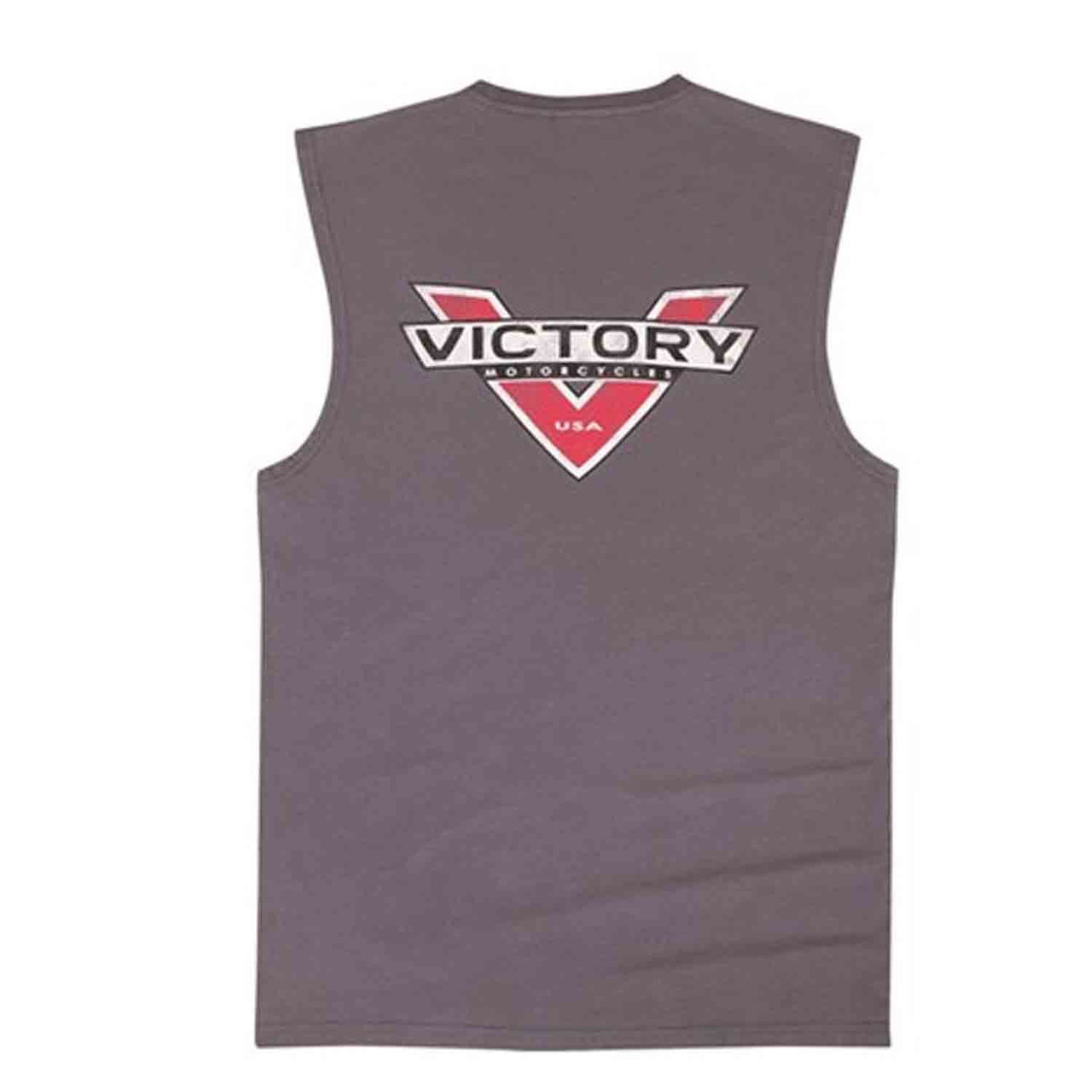 Victory Motorcycle New OEM Men's Grey Logo Sleeveless Shirt, Small, 286629702