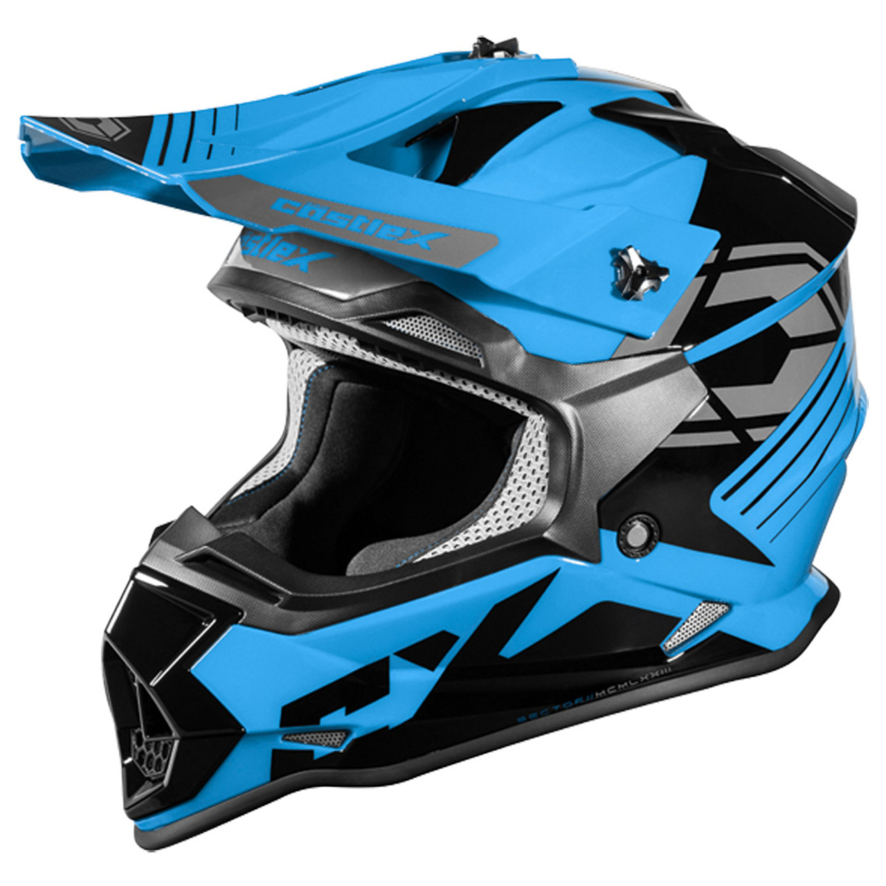 Castle X New Youth Boy's Medium Process Blue Mode MX Sector Helmet, 35-3024