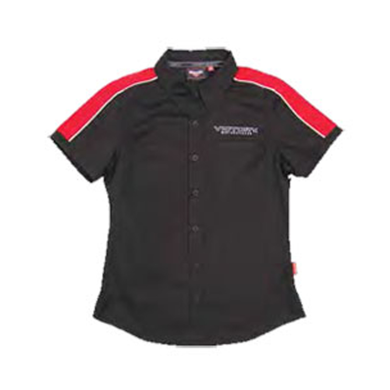 Victory Motorcycle New OEM Women's Red & Black Dealer Pit Shirt, SM, 286359902