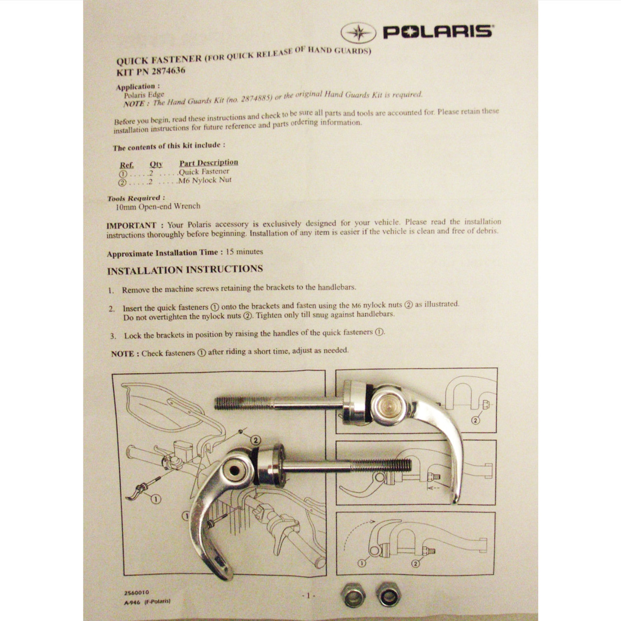 Polaris New OEM Snowmobile Pivot Handguard Quick Release Fastener Mount 2874635