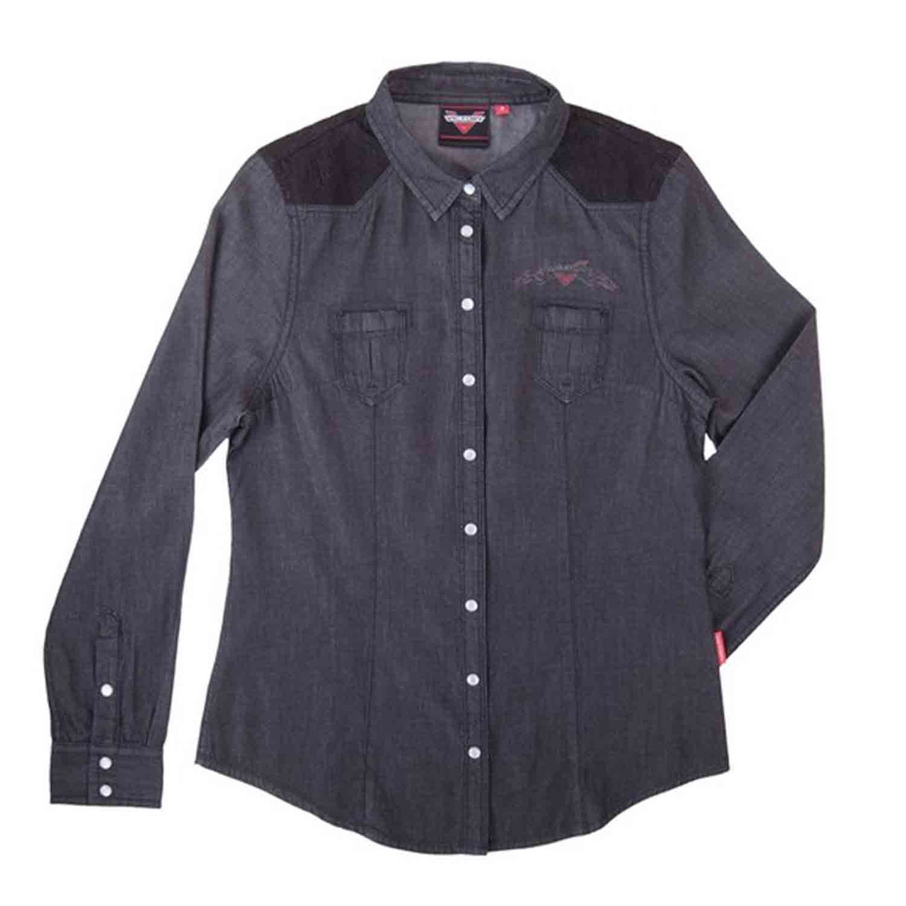 Victory Motorcycle New OEM Women's Black Chambray Shirt, Small, 286439702