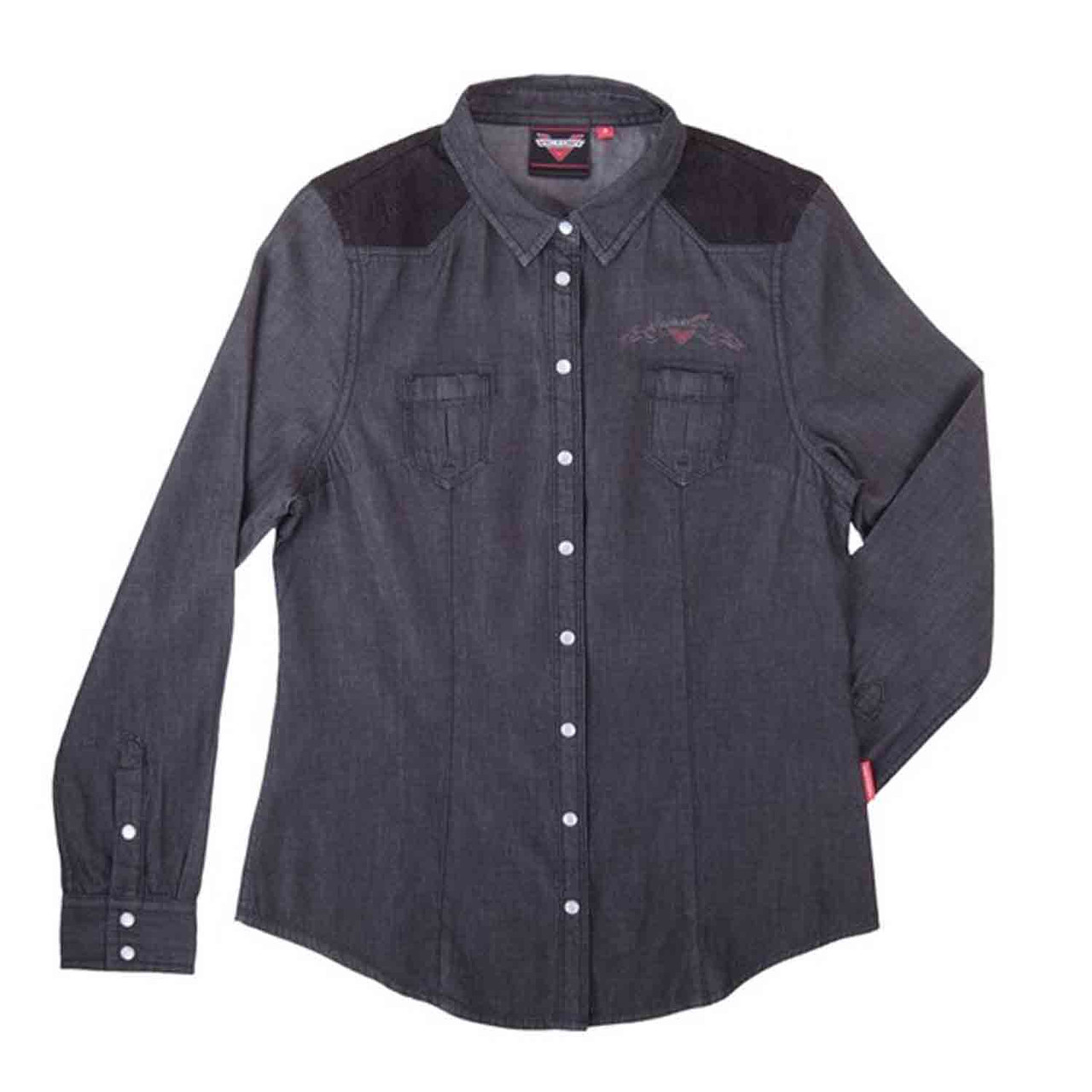 Victory Motorcycle New OEM Women's Black Chambray Shirt, X-Small, 286439701