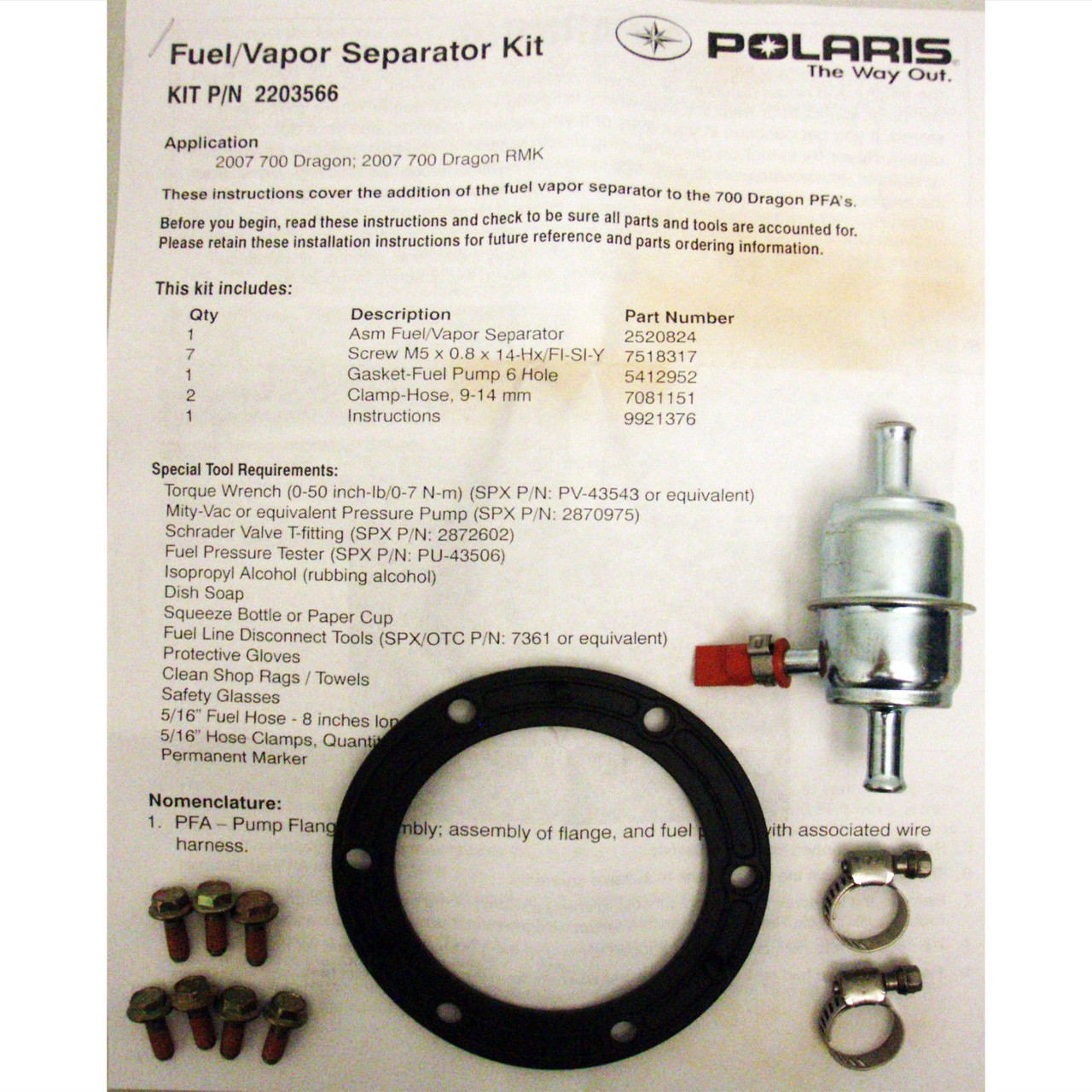 Polaris New OEM Snowmobile Fuel Vapor Separator Dragon, RMK, 700