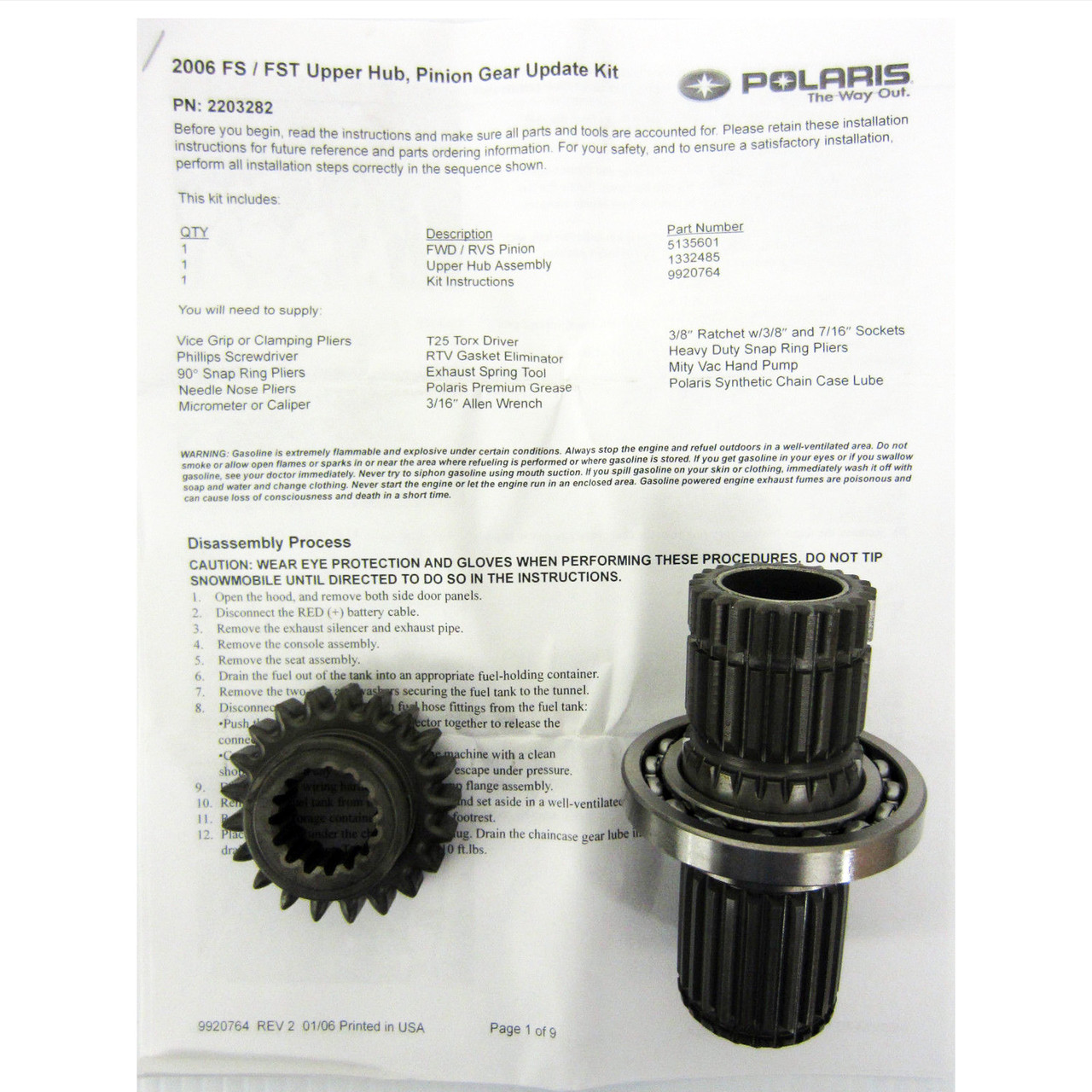 Polaris Snowmobile New OEM FS FST Chaincase Upper Hub & Pinion Gear Update