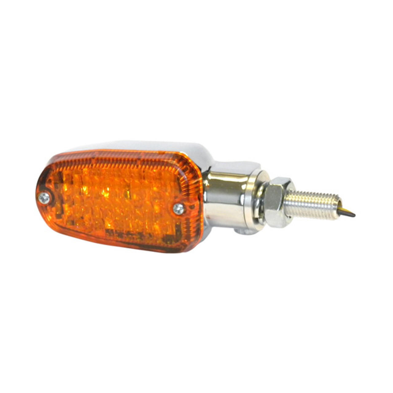 Universal Motorcycle LED Turn Signal Lights (Pair) Chrome w/ Amber Lens 3 Wire
