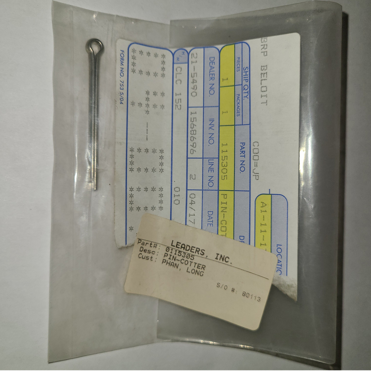 Johnson/Evinrude/OMC New OEM PIN-COTTER 0115305, 115305