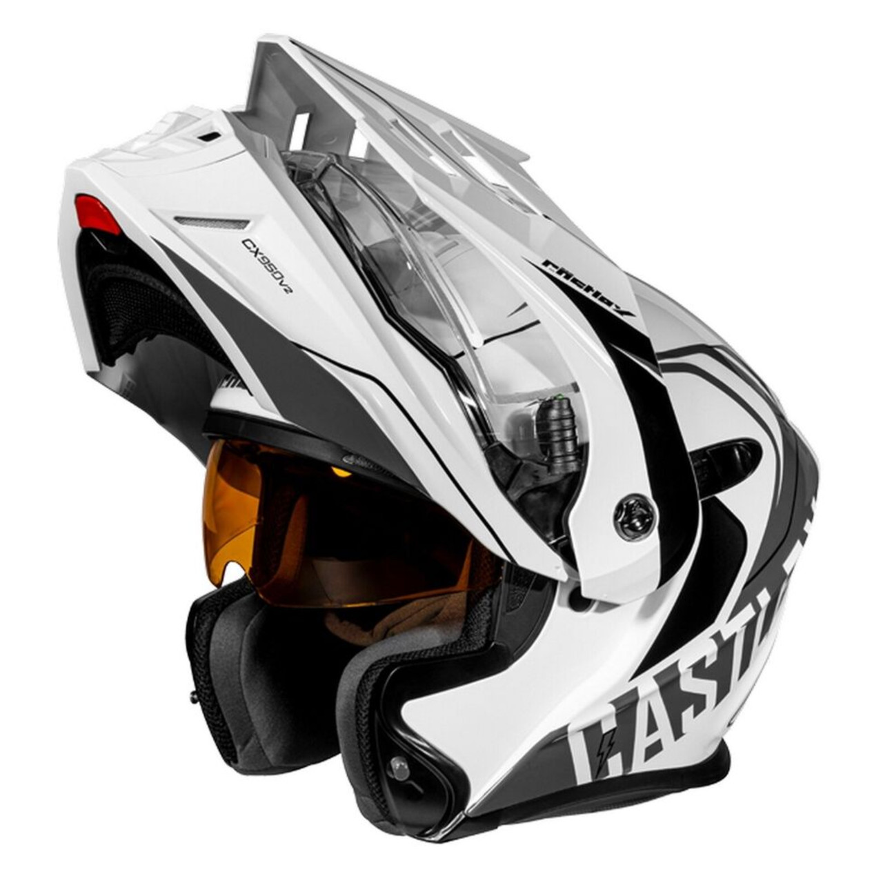 Castle X New Large Matte White/Charcoal CX950V2 Electric Wake Helm, 45-22106