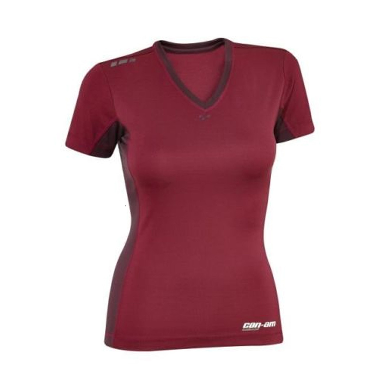Can-Am New OEM Women's Small Caliber Raspberry V Neck T-Shirt, 4536820439