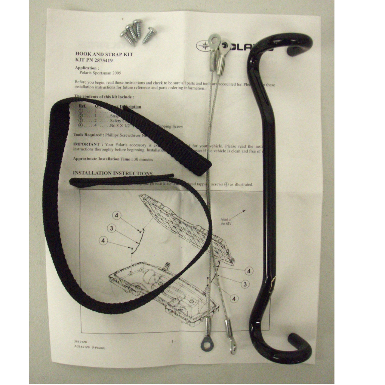 Polaris New OEM ATV Lift Plow Hook Strap Kit Sportsman
